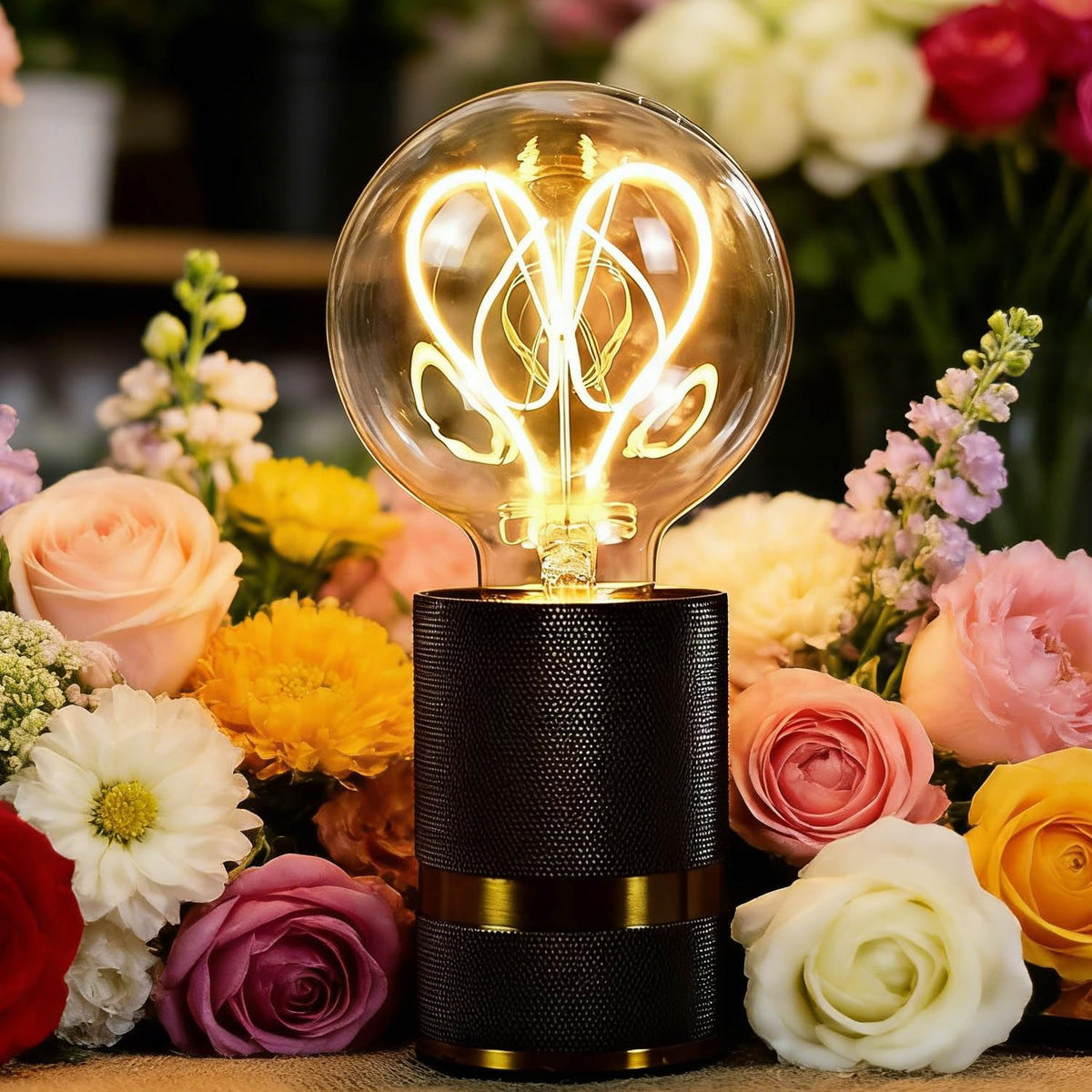 Classic Edison LED Bulb G30, 4W (25W Equivalent), 200 Lumens, 2000K Warm White, Heart Filament, Dimmable, E26 Base