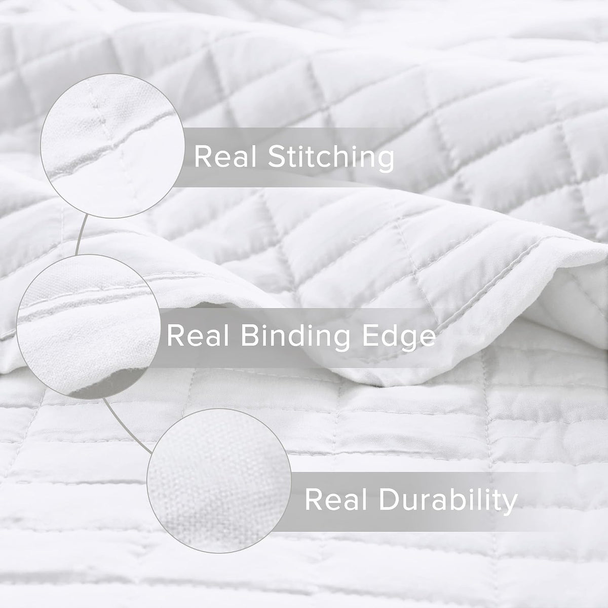 Kienna Queen Quilt Bedding Set 3 Piece, 90"x90" White