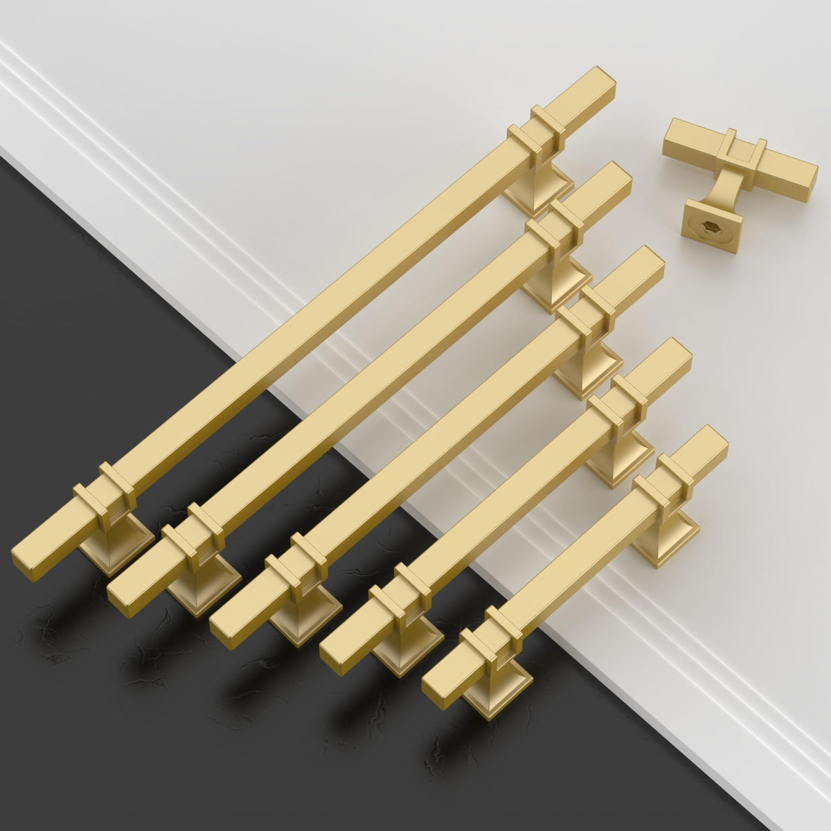 10 Pack Brushed Gold Cabinet Pulls 7 Inch(177.8mm) Hole Center Drawer Pulls Cabinet Hardware Kitchen Cabinet Handles