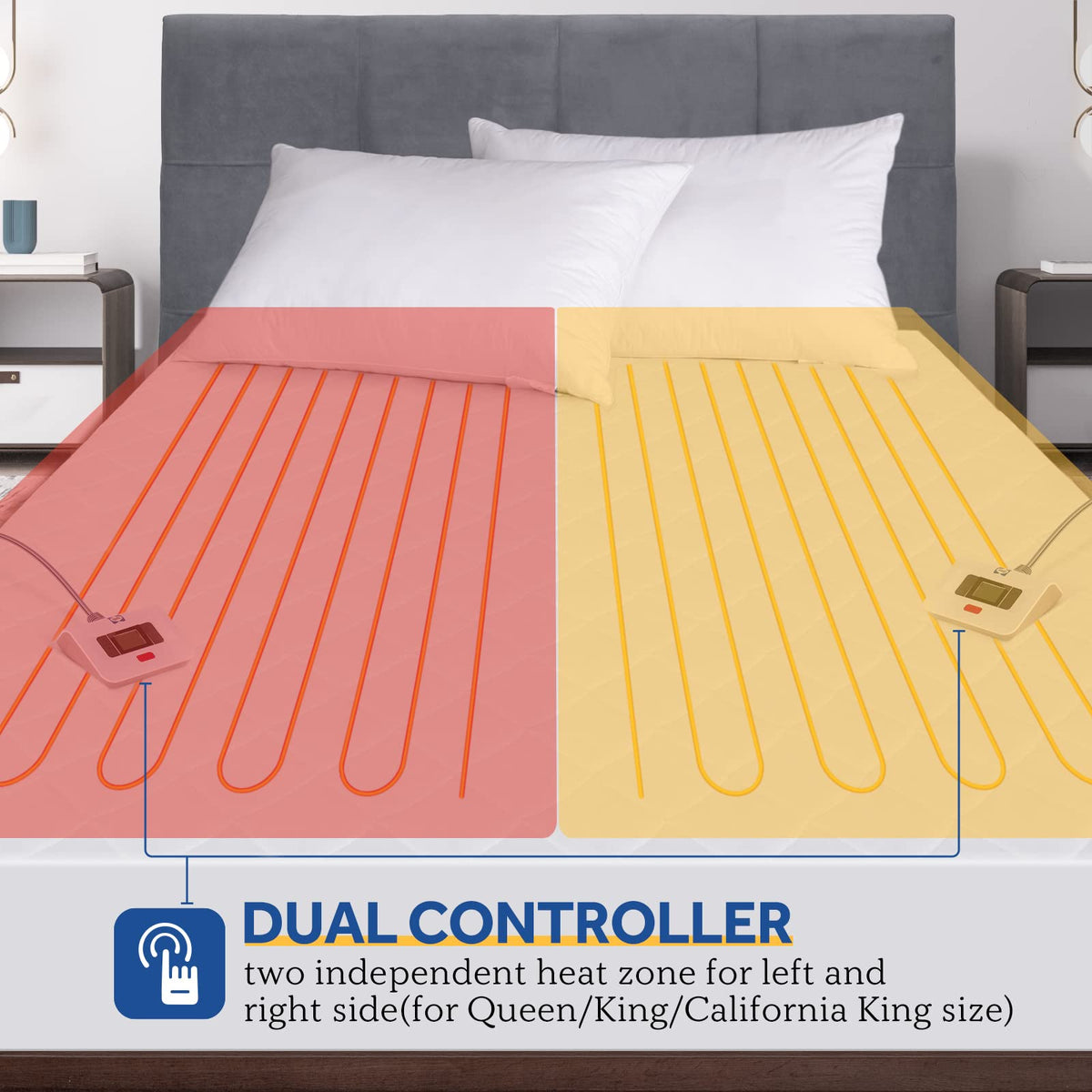 Heated Mattress Pad King Size Dual Control with 10 Heat Settings
