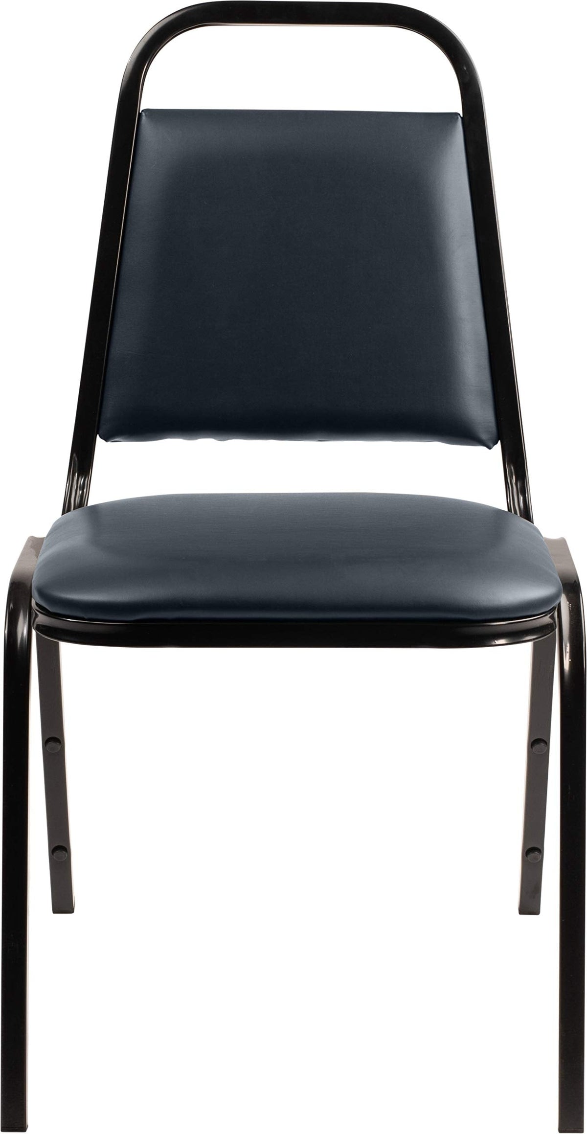 4 Pack) NPS Vinyl Upholstered Stack Chair, Midnight Blue Seat, Black Frame