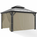 Patio Curtains Outdoor Waterproof with Zipper, 4-Panel, Taupe