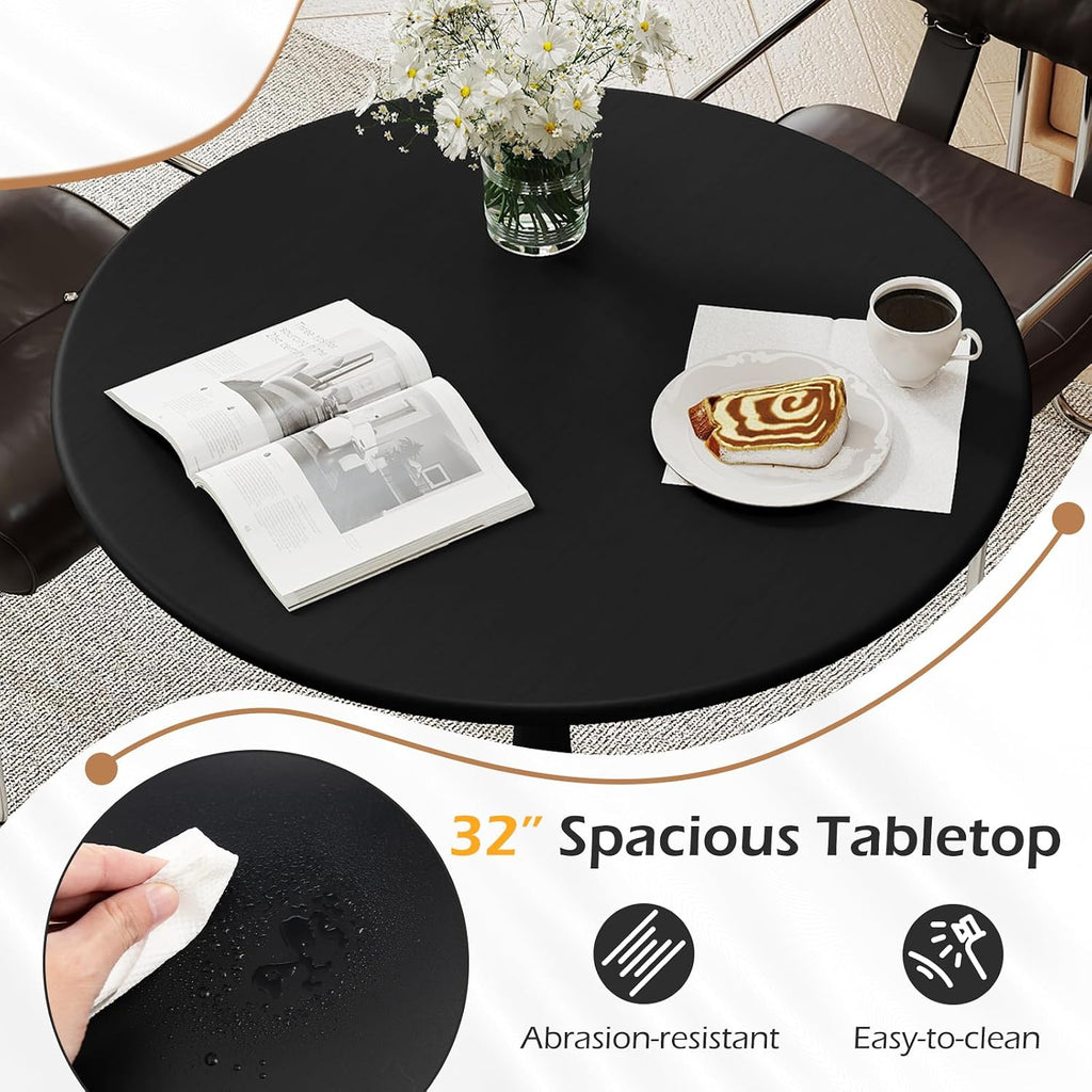 Inspired Saarinen Style Tulip Round Pedestal Dining Table — Black, 32″ Round
