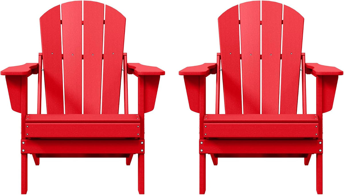 Laguna Folding Adirondack Chairs Set of 2, HDPE Patio Chair, All Weather Use Fire Pit Chair for