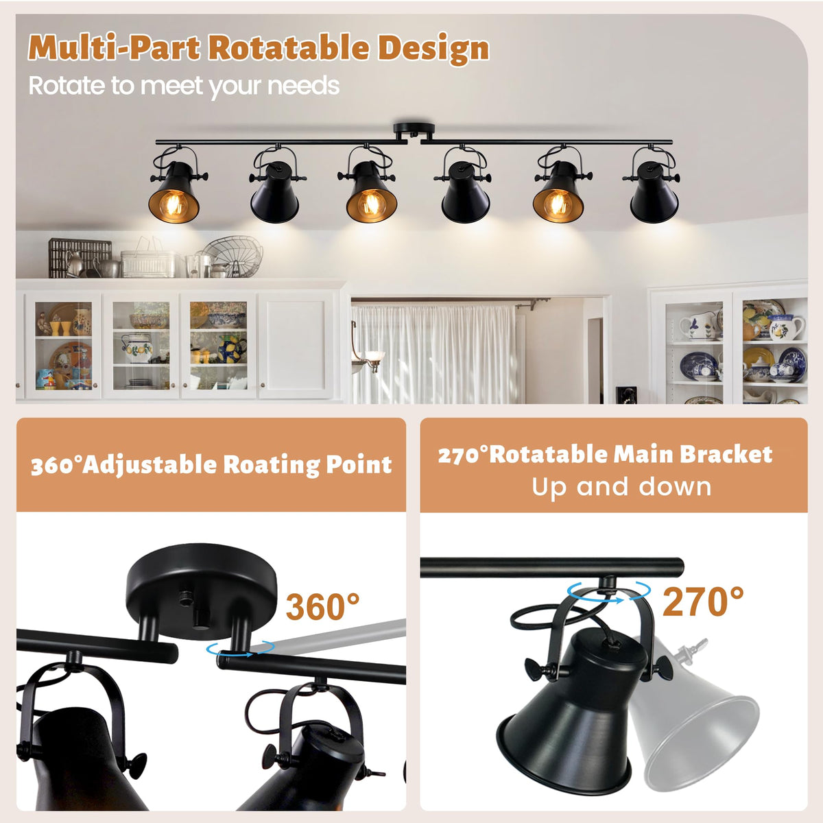 Track Lighting Fixtures Ceiling Kitchen Rustic Track Light 6 Light-57