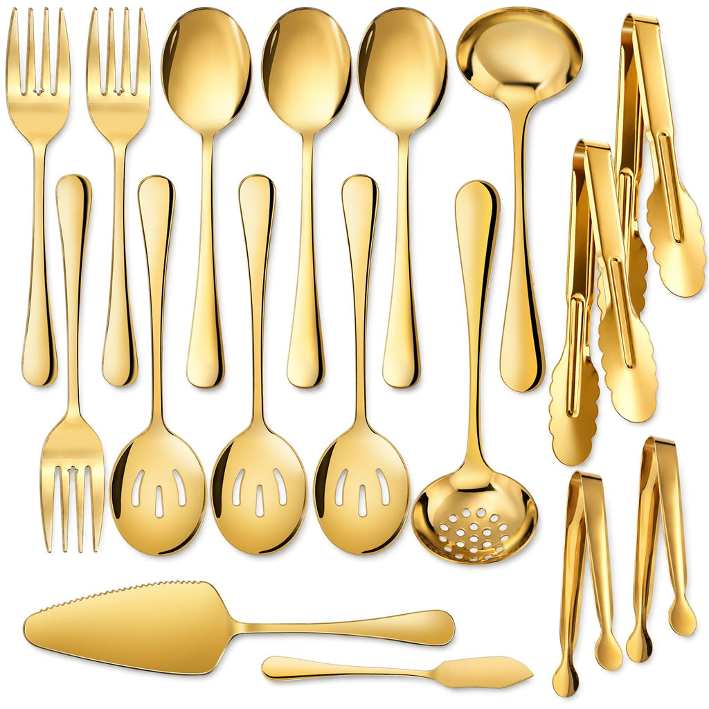 17Pc Gold Serving Utensils, Stainless Steel Heavy Duty Serving Set