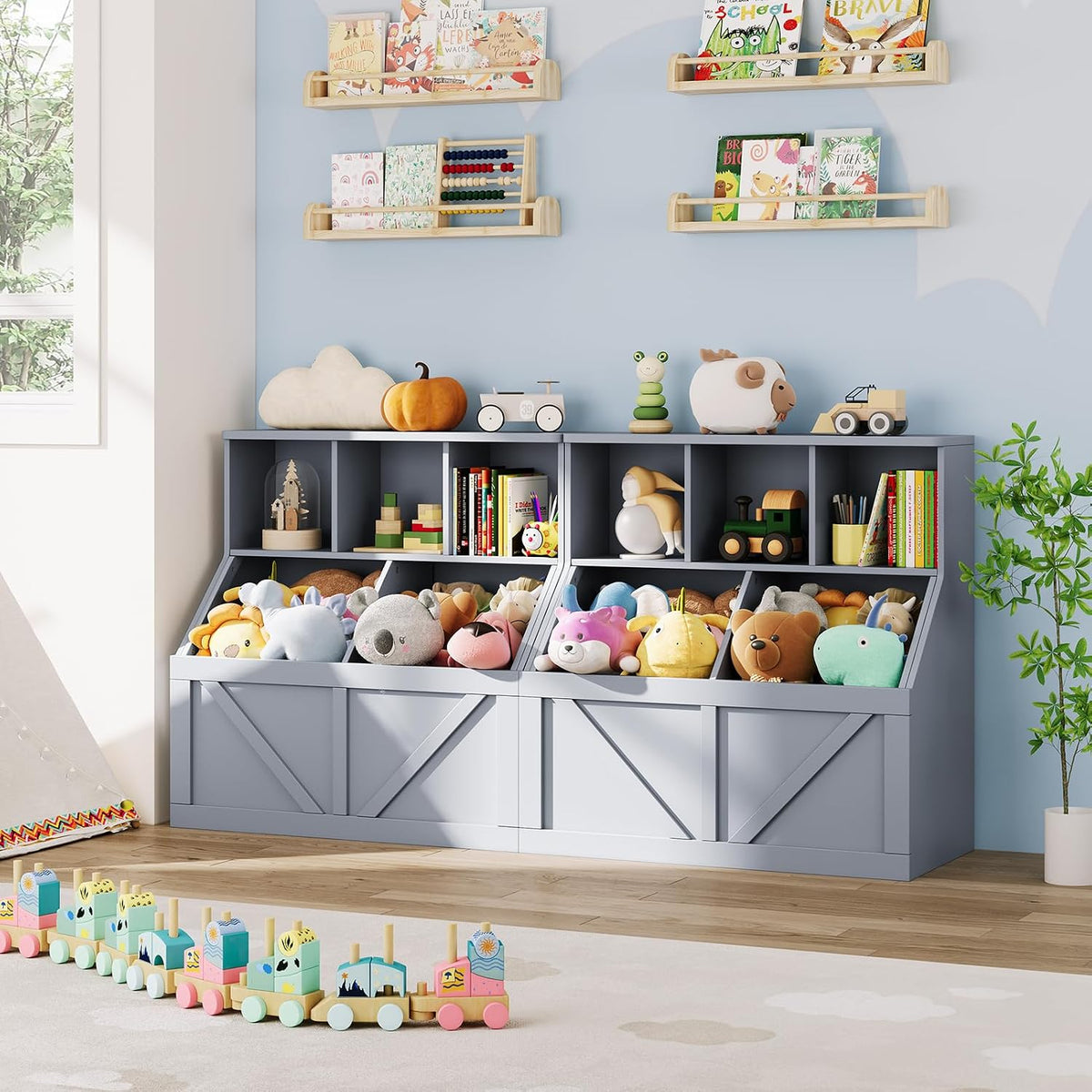 Kids Toy & Book Storage Cabinet, Multi-use Toddler Book Toy Organizer, Suitable for Kid Bedroom Playroom Nursery