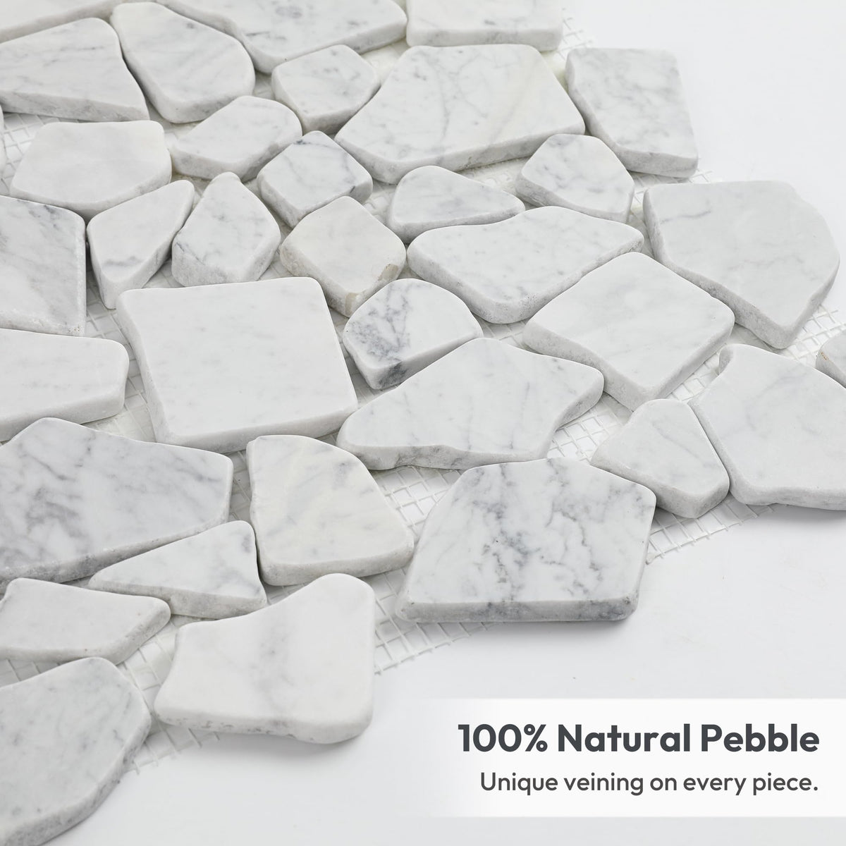 For Shower Floor 12x12 Inch, Carrara White, 5 Sheets