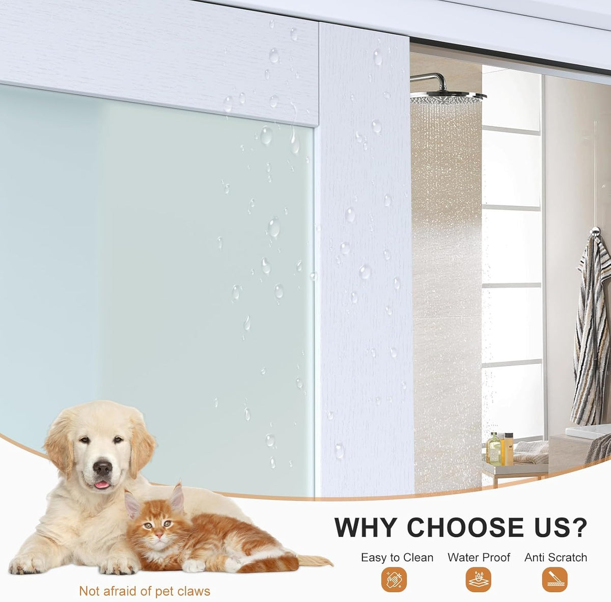 60x80 in (Double 31in) Bypass Sliding Closet Door for Bedroom, 3-Lite Frosted Glass Sliding Door with Hardware Track