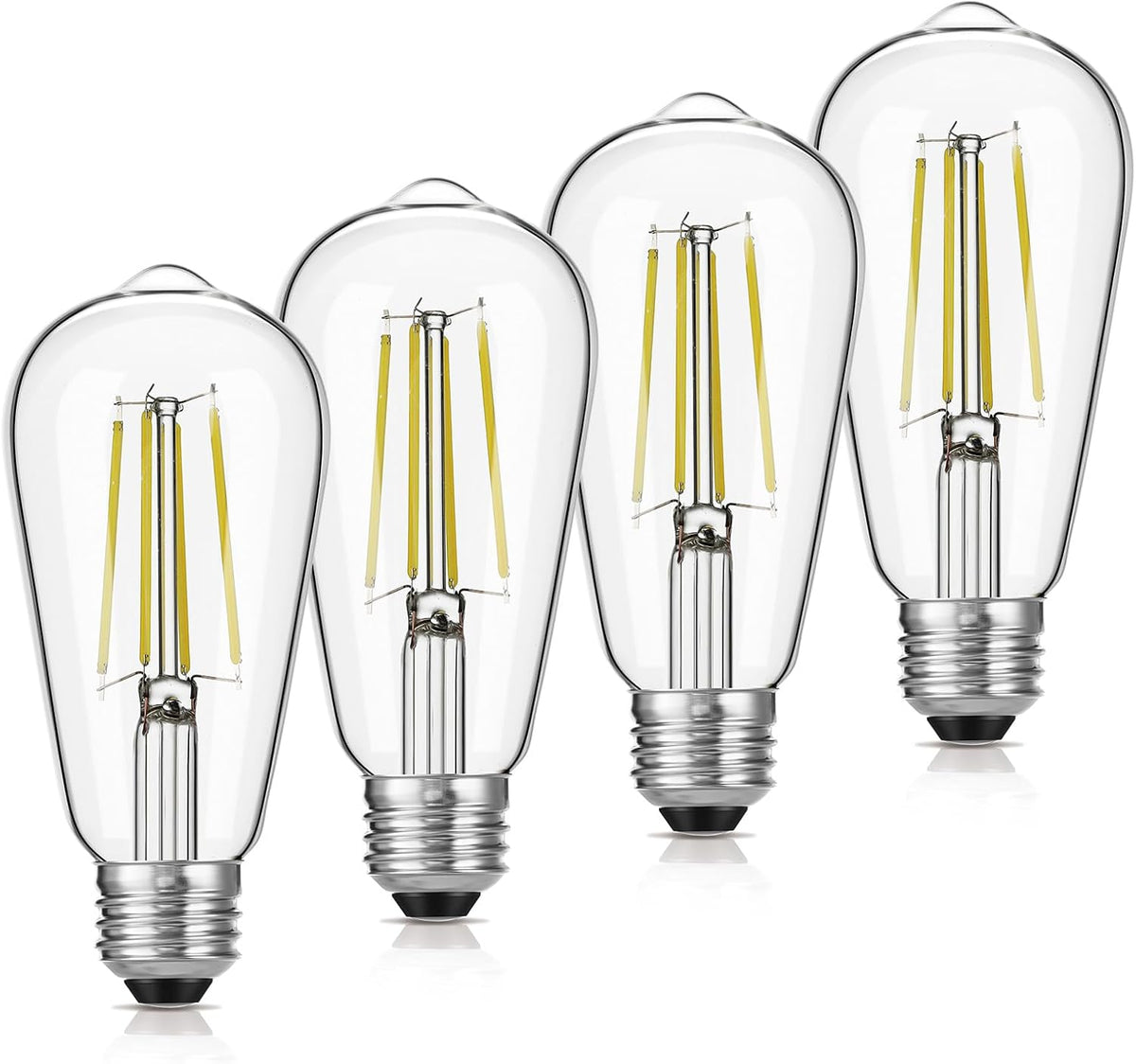 ST19 Vintage LED Edison Bulbs, 60W Eq, Dimmable, Daylight 5000K, 4-Pack