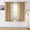 Short Sheer Curtains, Faux Linen Voile Semi Sheer 45 Inches Long Grommet Top Window Curtains Drapes Treatment Bedroom