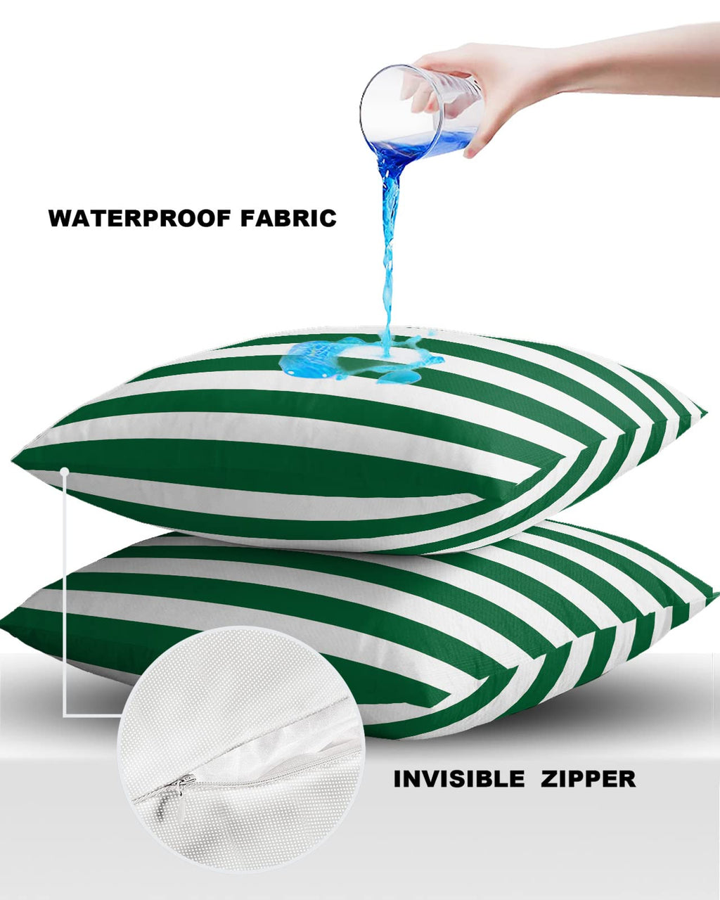 Outdoor Pillows 18x18 Waterproof Outdoor Pillow Covers Green Christmas Striped Vintage Polyester Throw Pillow Covers