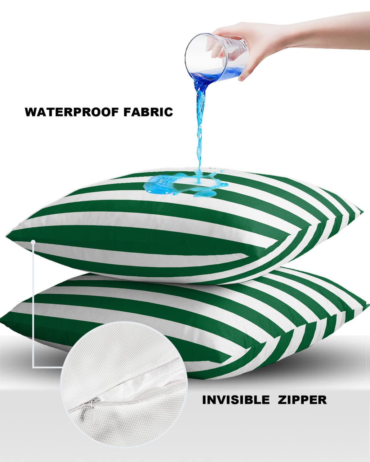 Outdoor Pillows 18x18 Waterproof Outdoor Pillow Covers Green Christmas Striped Vintage Polyester Throw Pillow Covers