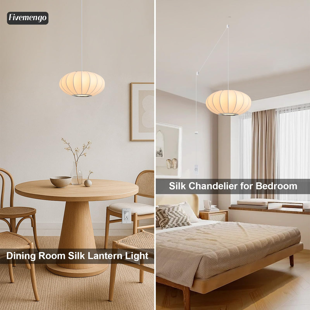 Inspired Nelson Style 11.8in Plug in Lantern Pendant Light, Small White Imitation Silk Pendant Light Wabi Sabi Saucer Japanese Bubble