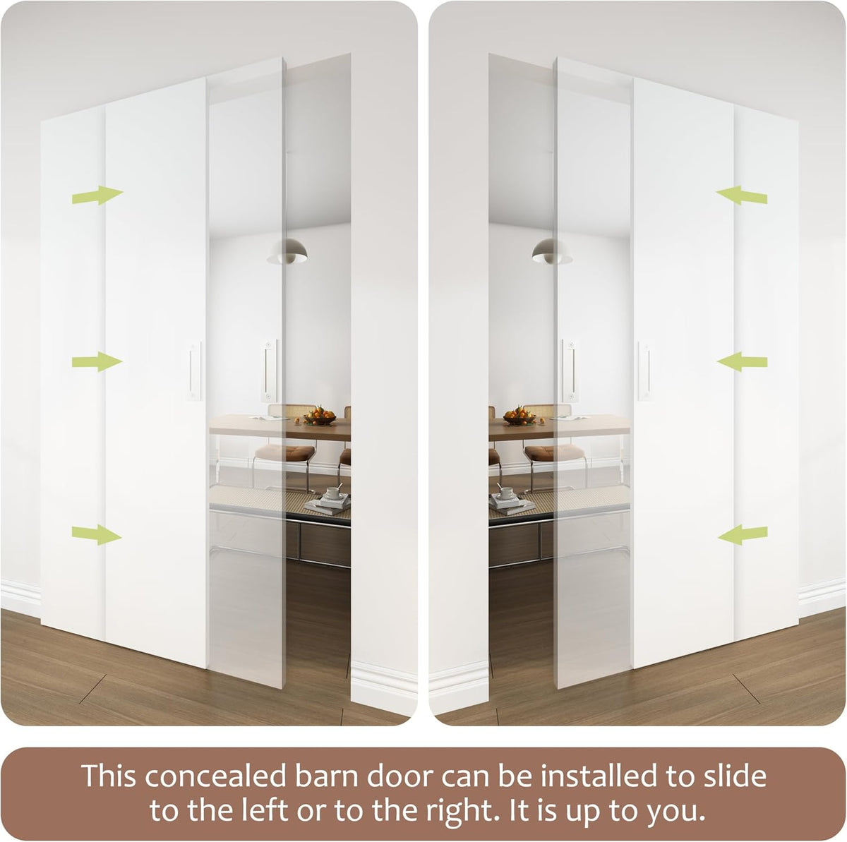 30"x84" Flush Solid Core White Primed Concealed Sliding Hidden Barn Door with Soft Close Installation Hardware and Double Sided Pulls Included
