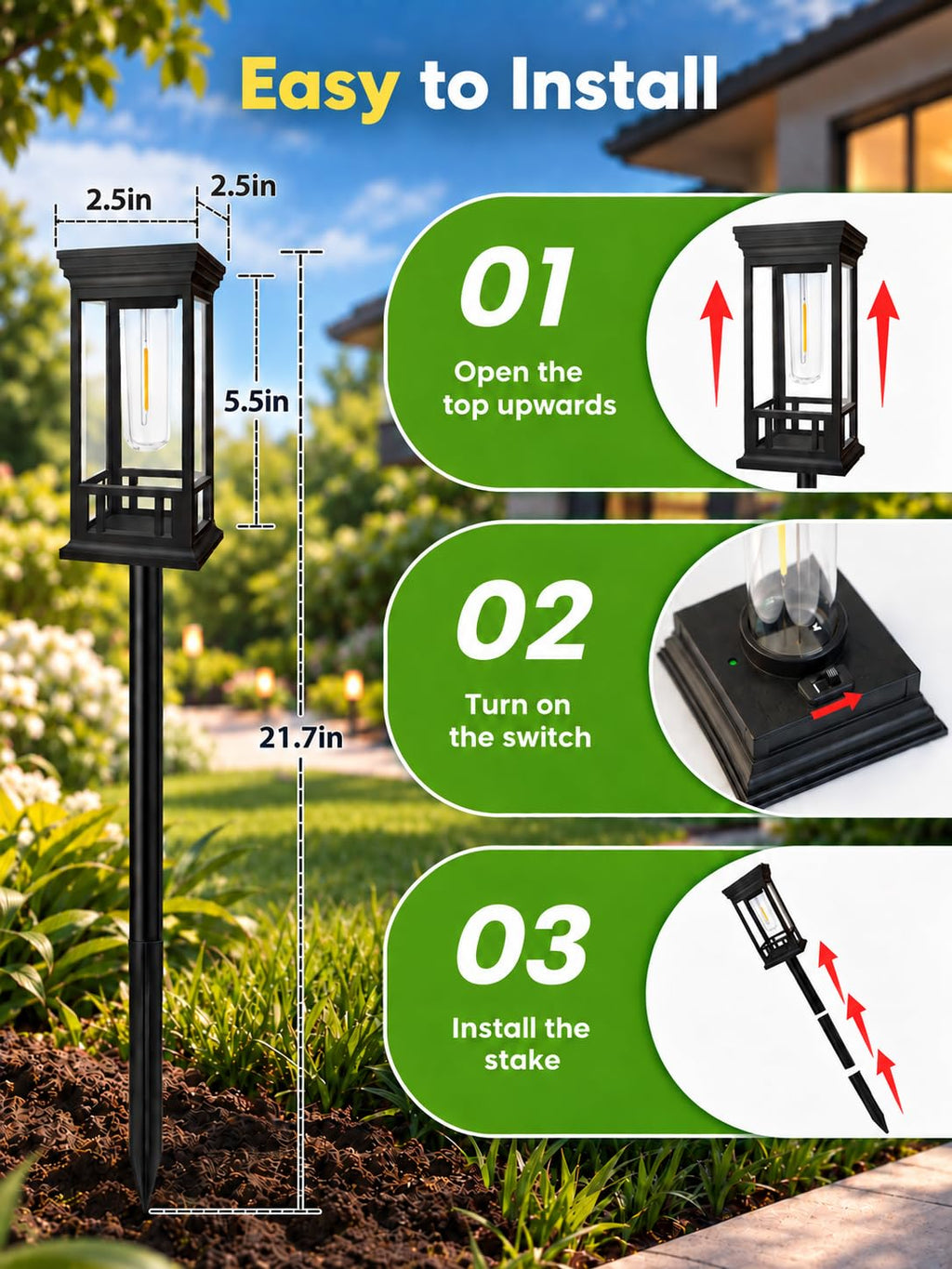 Solar Pathway Lights Outdoor Waterproof, 10 Pack Path Lights