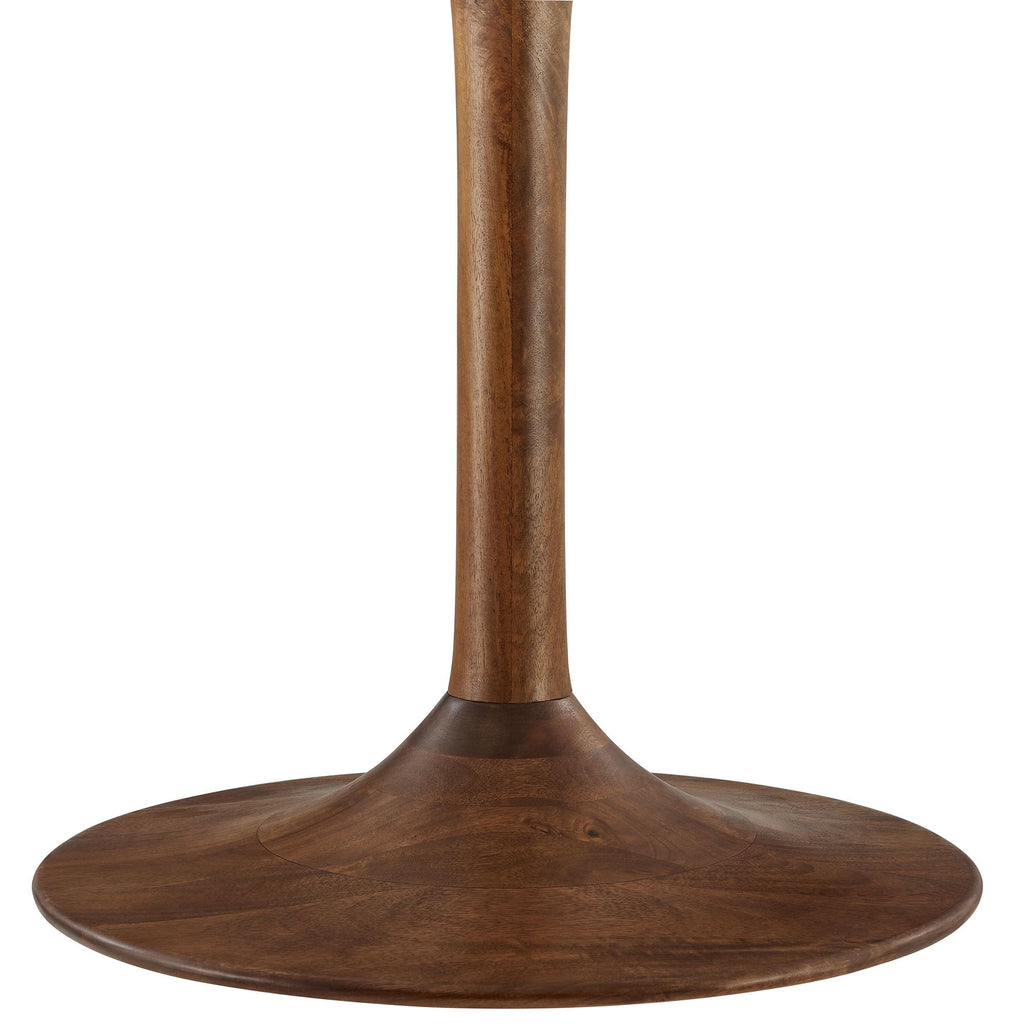 Inspired Saarinen Style 48 Inch Round Wood Dining Table in Walnut - Solid Mango Wood Tabletop with Pedestal Base - Mid Century Modern