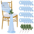 Light Blue Sashes Chair Aisle Decorations: 24 Pack Baby Shower Chair Cover 8FT Long Tulle Draping Fabric Wedding