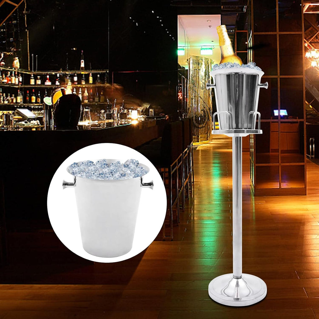 Ice Bucket with Stand, Stainless Steel Champagne Bucket Wine Cooler Ice Chiller for Cocktail Bar, Wine, Home Bar
