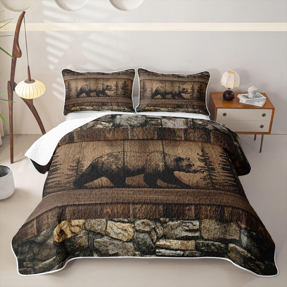 Rustic Cabin Bear Lightweight Quilt