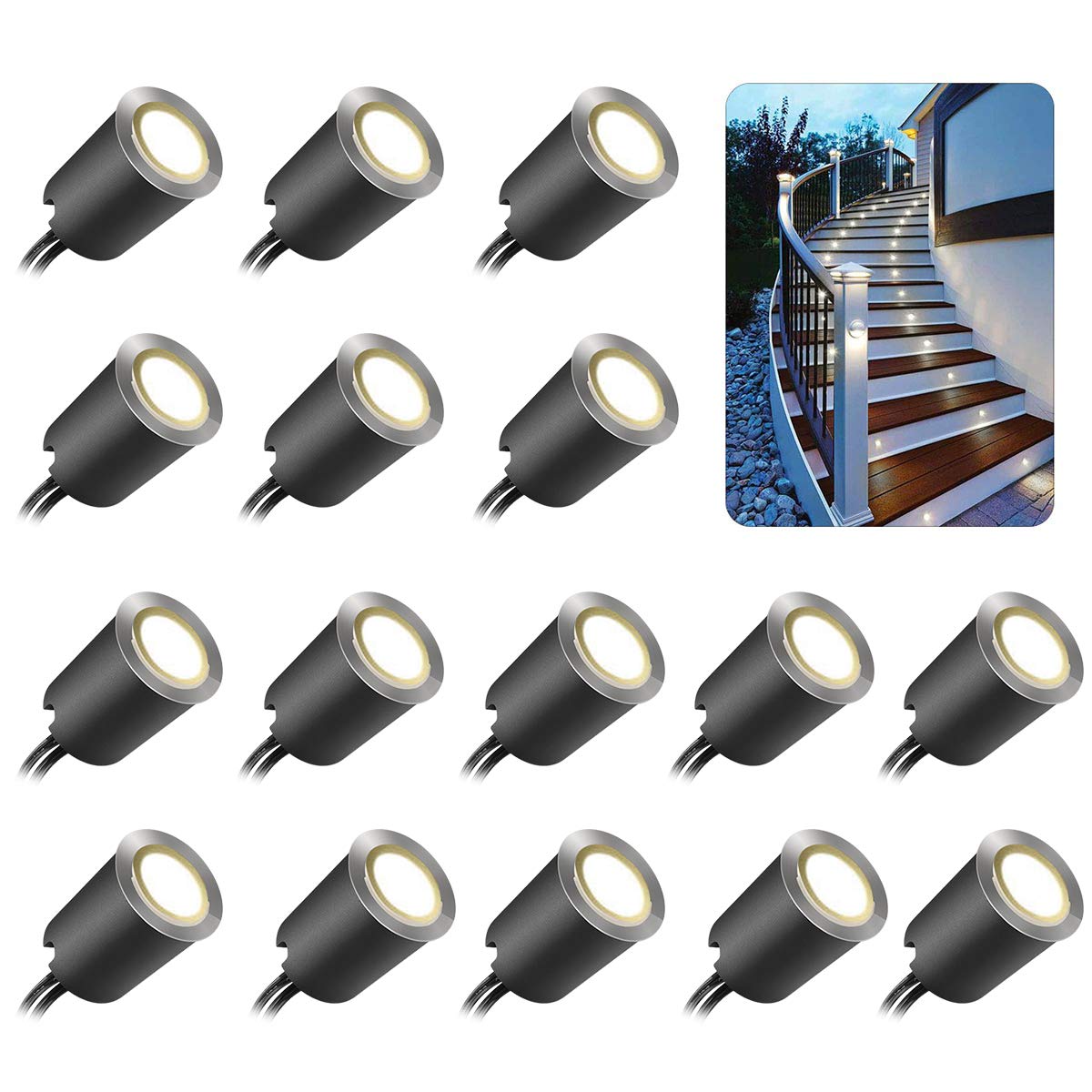 Recessed LED Deck Light Kits with Black Protecting Shell φ32mm, Outdoor Landscape Lighting IP67 Waterproof,12V Low