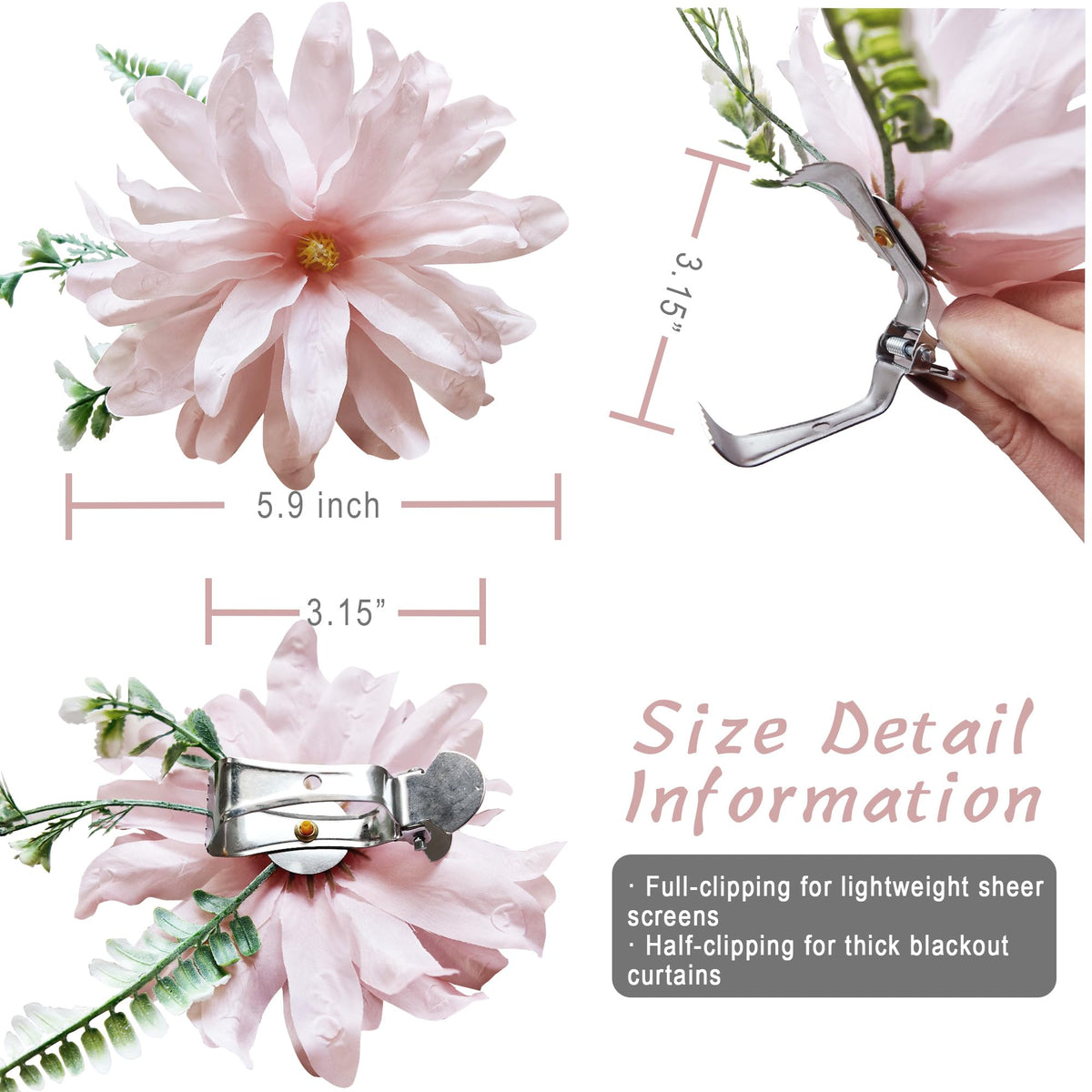 Curtain Tie Backs for Curtains Set of 2, Natural Decor Clips for Sheer Drapes Holdbacks, Tie Backs for Window
