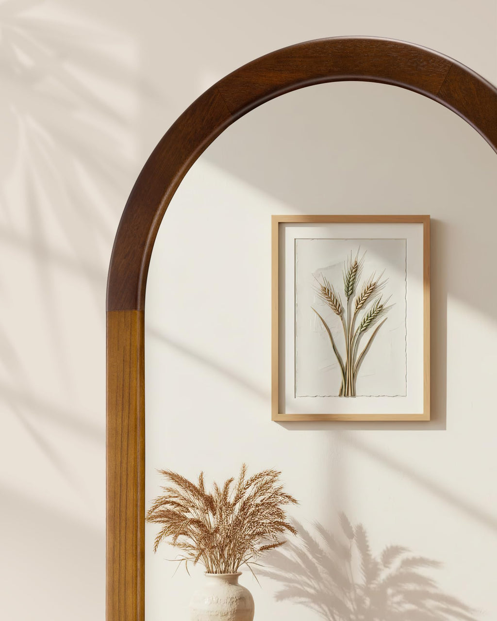 Arched Mirror 24 x 47 Inch,Wood Rustic Bathroom Wall Mirror with Wood Frame