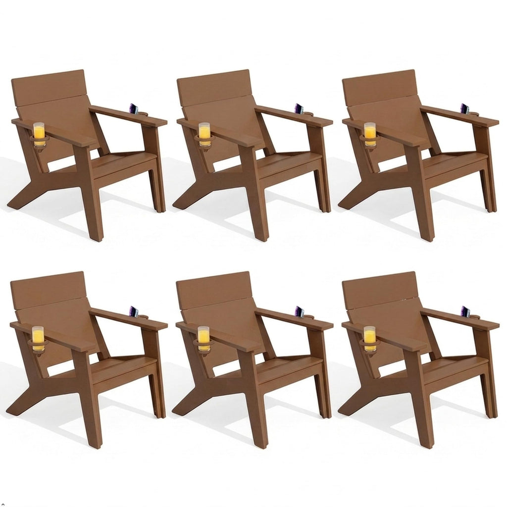 Modern Adirondack Chair Tall Lounge Chair Set of 6, Brown