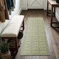 Washable Runner Rug, Neutral Taupe White Geometric Runner Rug, Stain Resistant, Non Slip Low Pile, Hallway