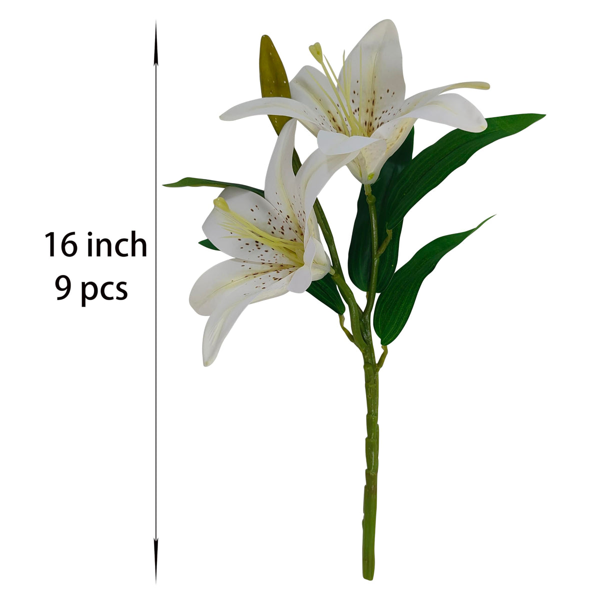 Artificial Lilies Flowers, 9 Pcs Faux Lily Flowers, 16''Tiger Lily Branches with 2 Full Blooms and 1 Bud, Faux Fake