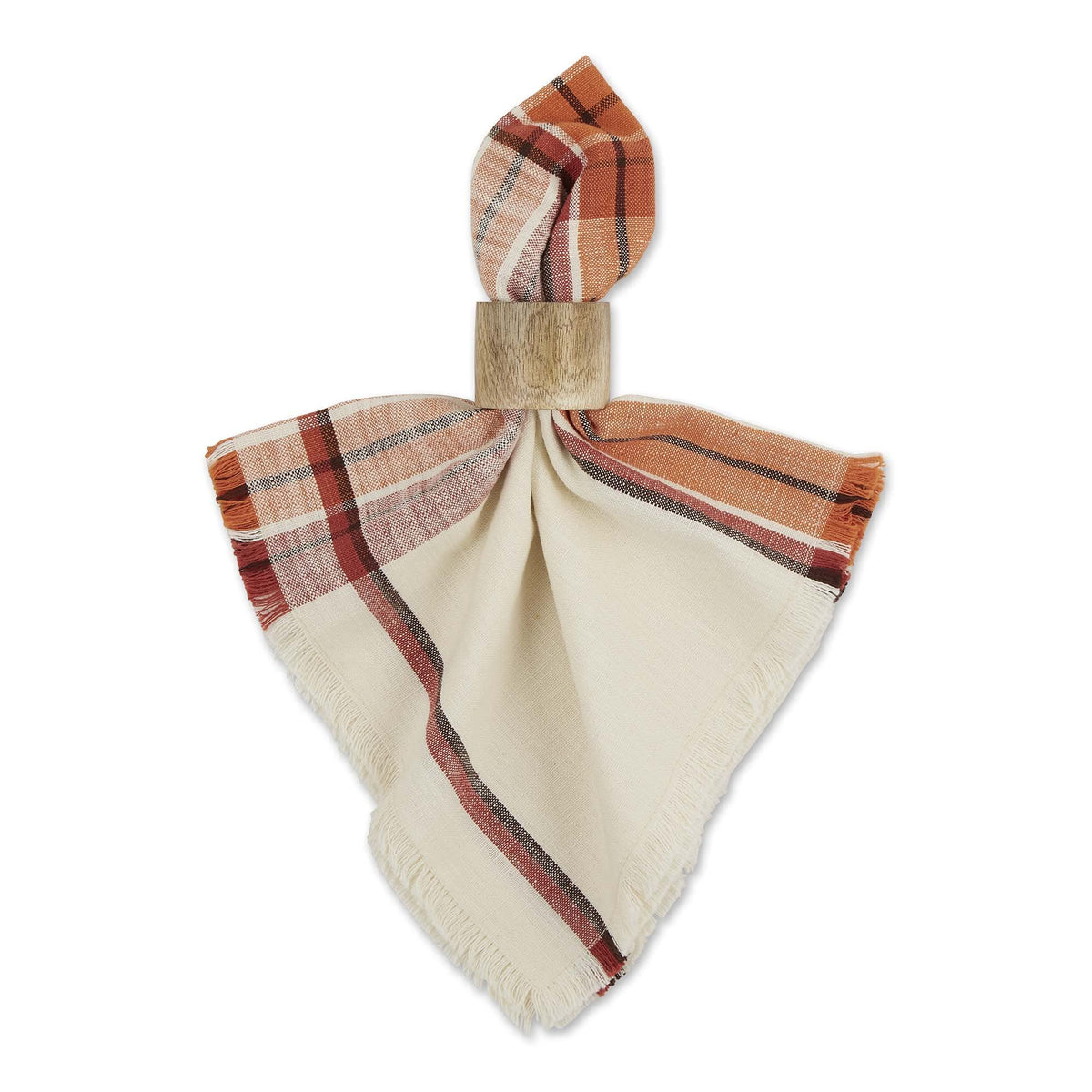 Thanksgiving & Fall Table Decoration Autumn Farmhouse Plaid, Napkin Set, 20x20, Pumpkin Spice Orange, 6 Count