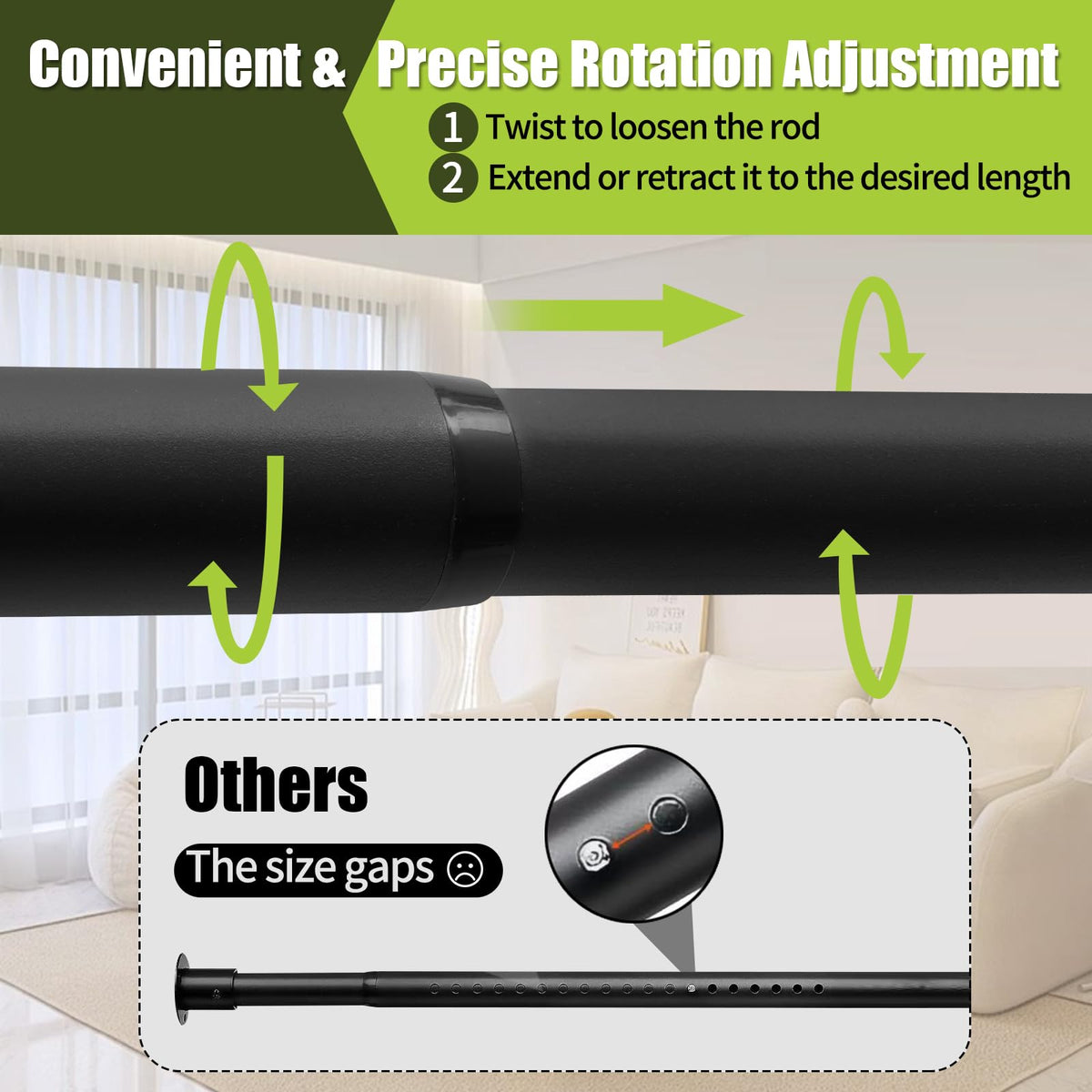 Closet Rod, 17 to 51 Inch Clothes Rods 1.3 Inches Heavy Duty Adjustable Closet Pole for Hanging Clothes and Heavy