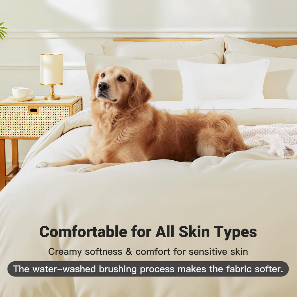 Duvet Cover Set, 100% Natural Viscose from Bamboo, Washed&Brushed Ultra Soft Bedding Breathable for Hot