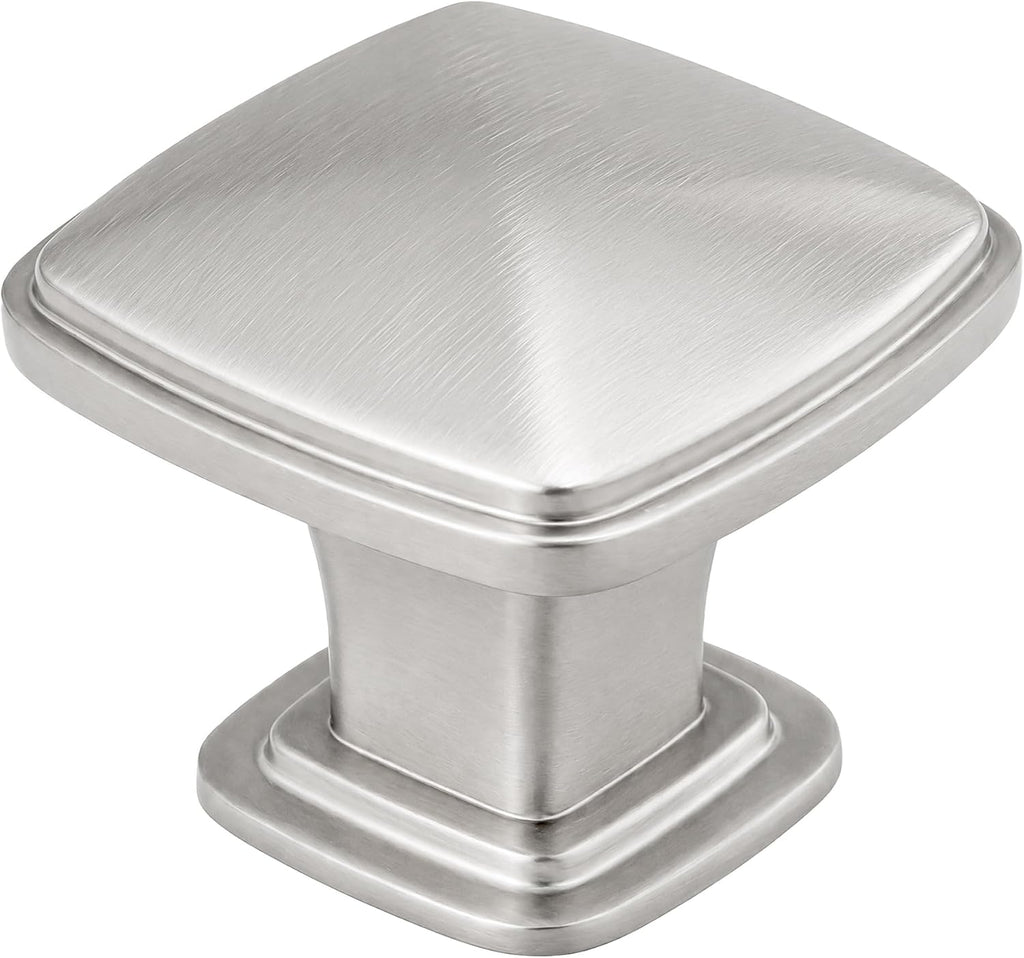 30 Pack Cabinet Knobs Brushed Nickel Drawer Knobs Silver Square Kitchen Hardware Satin Nickel Door Handles ,Zinc Alloy