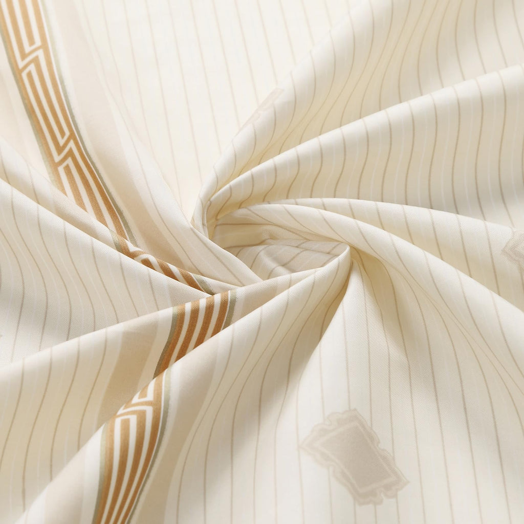 Fabric, Beige Tan Stripe Cloth Shower Curtains, Waterproof Bathroom Small Curtains, 62" W x 72" H