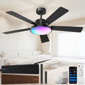 52" Smart Flush Mount Ceiling Fan with Light & Remote