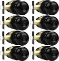 Black Door Knobs, Privacy Door Knob Bedroom, Interior Door Knob with Thumb Turning Locking Button, 8 Pack