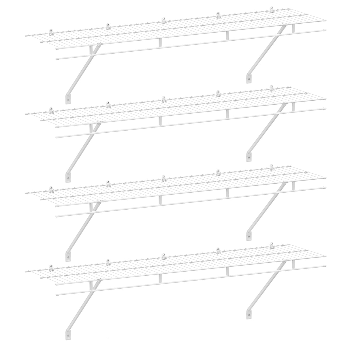 4 Pack Closet Shelves Wall Mounted, 4 ft x 12 in Wire Shelf Kit