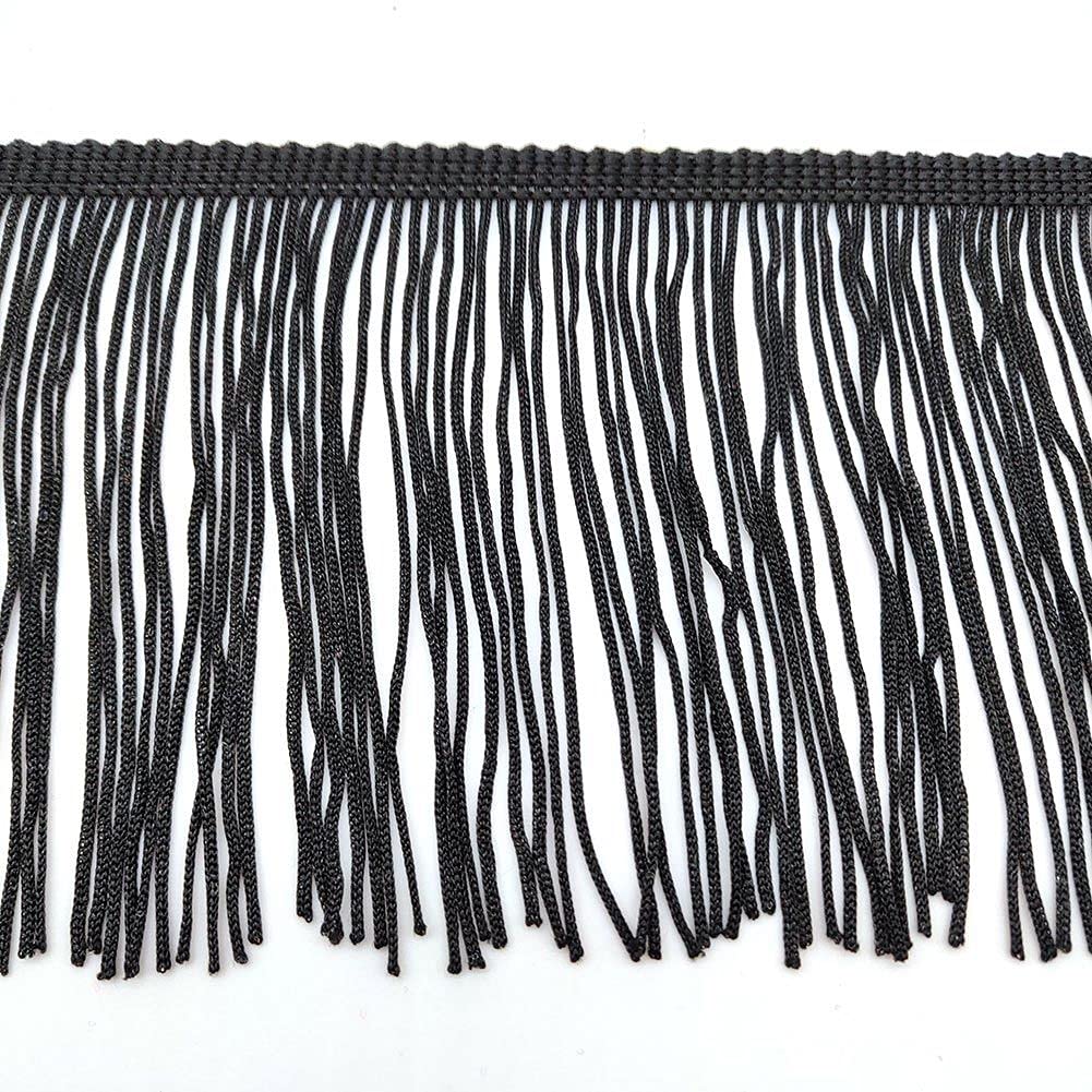 6" Chainette Fringe Trim Tassel Sewing Trim for DIY Craft Latin Dress Lamp Shade Decoration Black - 10 Yards