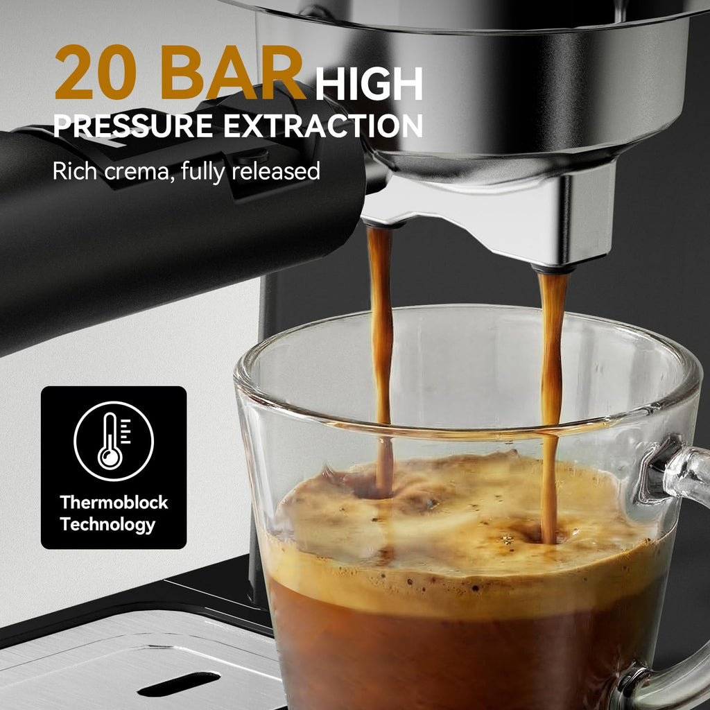 20Bar Semi Automatic Retro Espresso Machine with Milk Frother