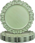 Green Charger Plates Set of 6, Decorative Table Plastic Chargers for Dinner Plates, Party, Wedding, Thanksgiving