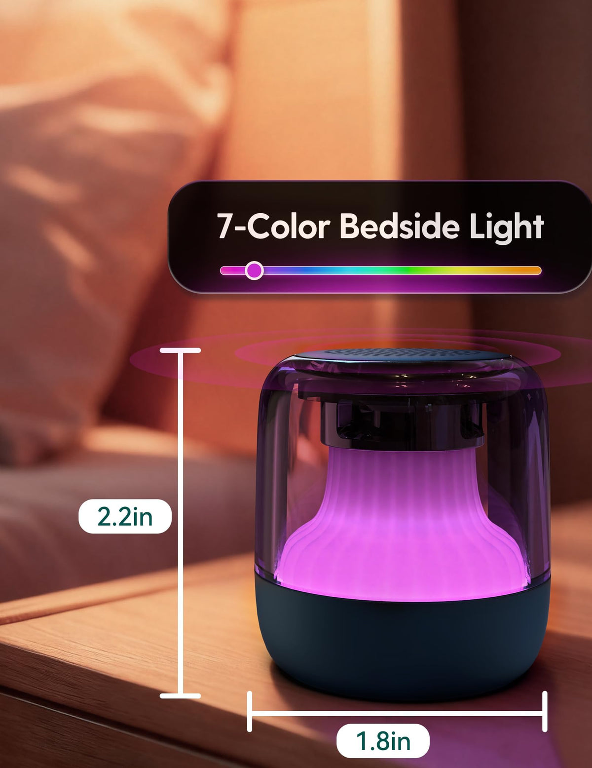 Pocket Glow White Noise Sound Machine - Upgraded 7 Color Night Lights, 20 Non-Looping Sounds, Timer & Memory