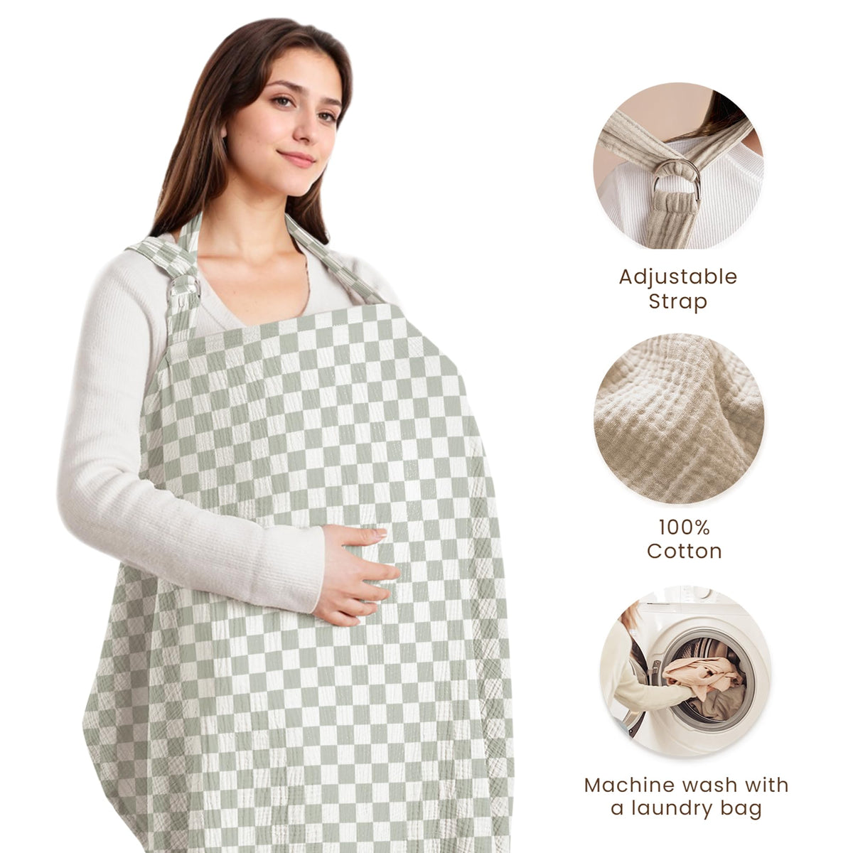 Muslin Nursing Cover Up for Breastfeeding with Rigid Hoop