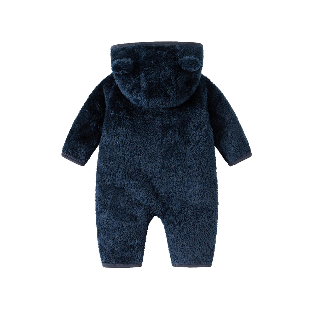 Newborn Baby Boys Girls Bear Hooded Fleece Snowsuit,Navy blue