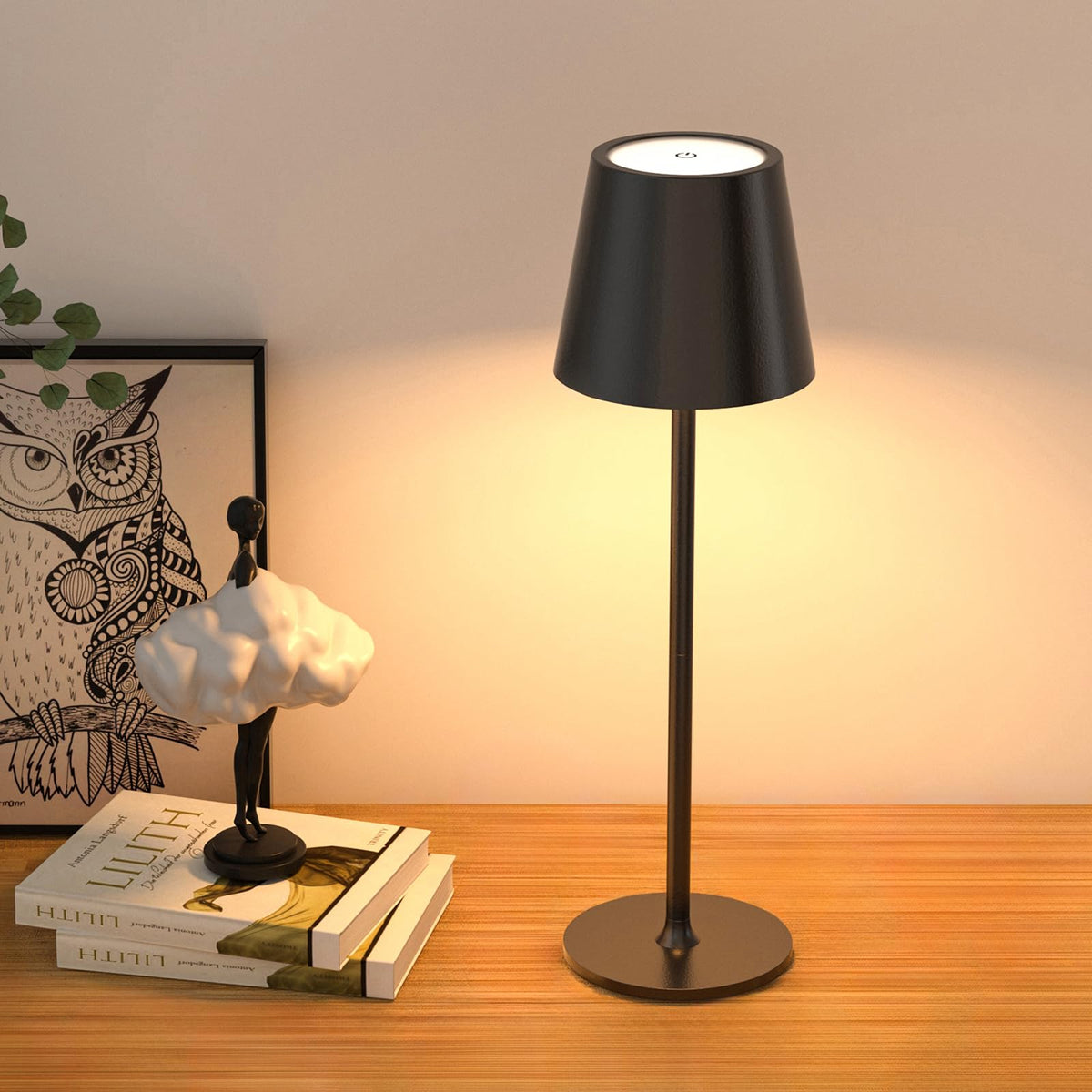 Cordless Table Lamps Rechargeable, 3 Adjustable Height, 5000 Capacity Operated, 3 Colors Smooth Dimming, Portable LED