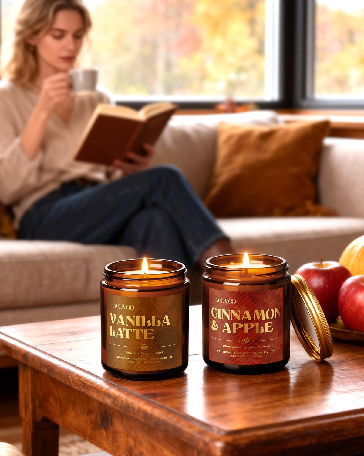 6 Pack Fall Candles Set - 42oz Autumn Candle Gift Scented