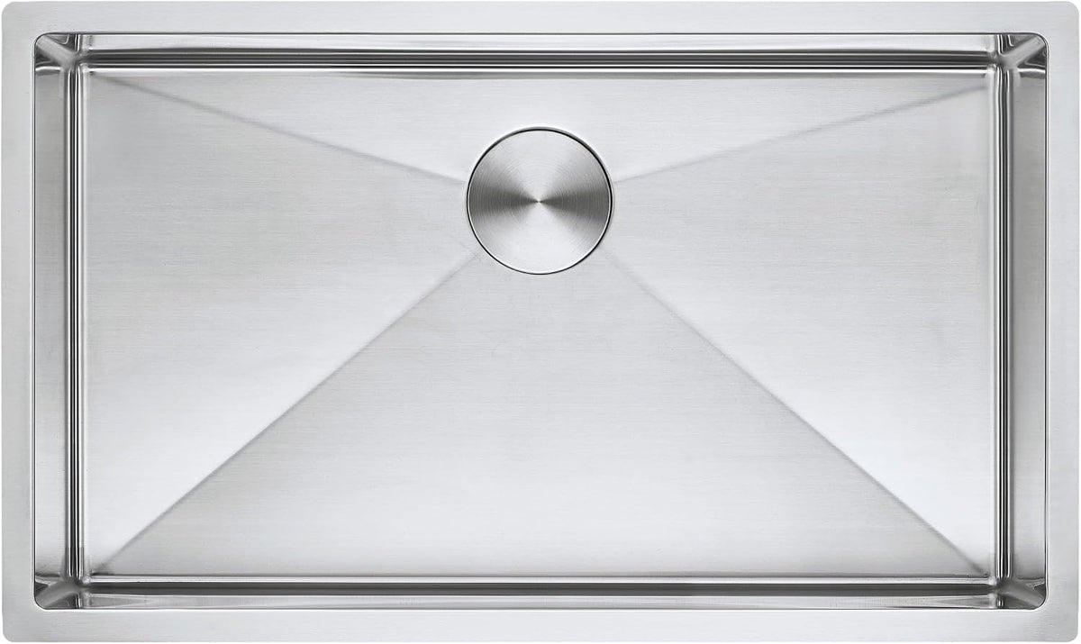 Modena 32-Inch Undermount Kitchen Sink - 32 x 19 x 10 in | 16 Gauge T304 Stainless Steel, Sound Guard, Sloped Bottom