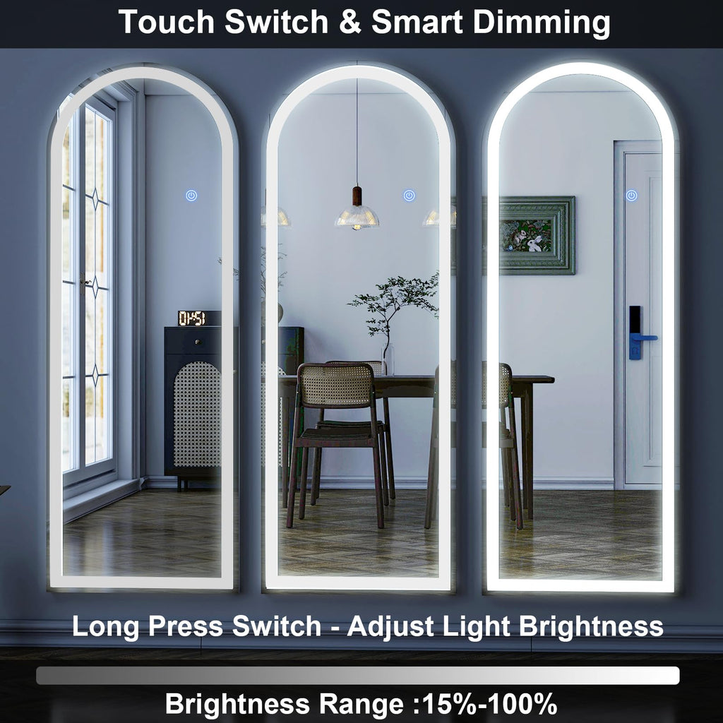 20"x56" Arched Full Length Mirror LED Lighted Floor Standing Mirror