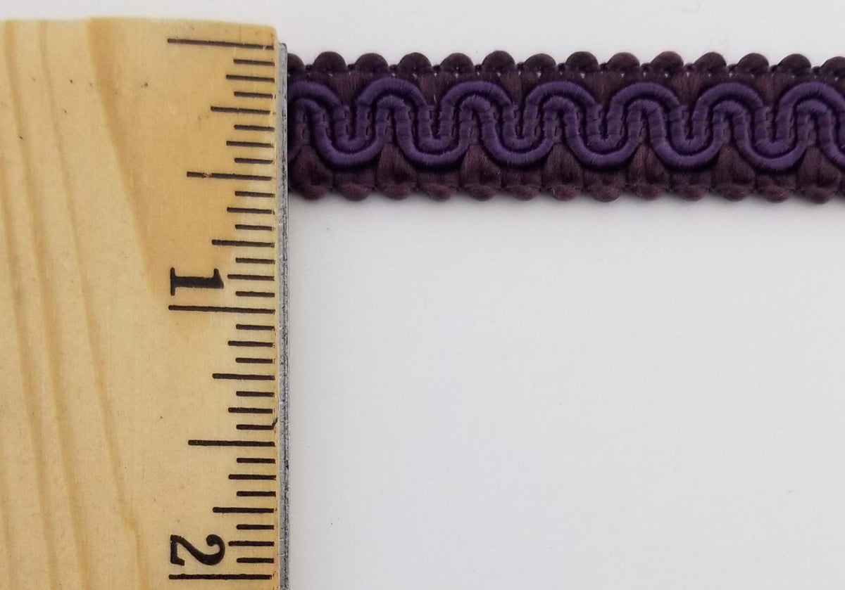 1/2" Scroll Braid Gimp with Backing - 10 Continuous Yards - Dark Purple