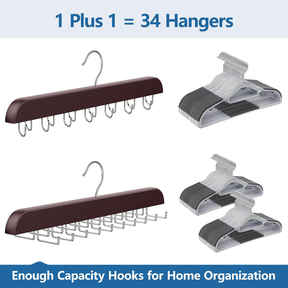2 in 1 Tie and Belt Organizer, Premium Tie Hanger for Closet Accessories